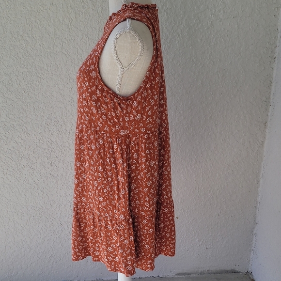 True Craft Rust Floral Mini Dress Size Large - Picture 2 of 7
